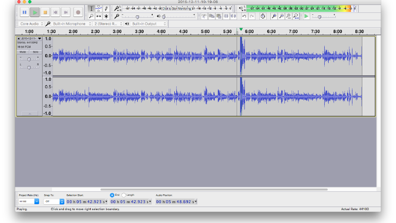 Screenshot of waveform showing clipping.